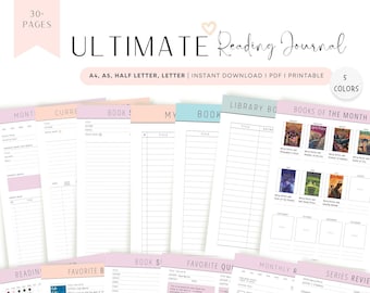 PRINTABLE Reading Journal Bundle: Ultimate FILLABLE Book Tracker (A4/A5/Letter/HL) (Digital Download)