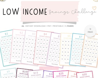 Low Income Savings Challenge Printable, A6 Mini Savings Challenge, Money Savings Challenge, Saving Tracker, Budget Binder, Finance Planner