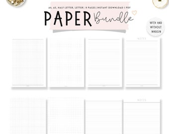 Papier Seiten zum Ausdrucken: Dot Grid, Lined, Graph, Notes (PDF)