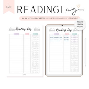 Registro de lectura editable (IMPRIMIBLE), Libros para leer, Lista TBR, Rastreador de lectura, Registro de libros, Libro que he leído, Lectura de verano, A4/A5/Carta/HL, PDF