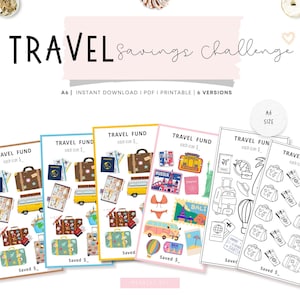 Travel Fund Savings Challenge, Mini Savings Challenge, PDF, A6, Money Savings Challenge, Budget Binder, Colorful