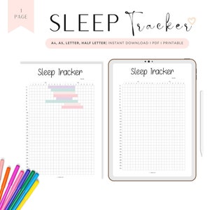 Rastreador de sueño IMPRIMIBLE, Registro mensual de sueño, Diario de sueño, Rastreador de calidad de sueño, Registro de sueño, Registro diario de sueño, A4, A5, Carta, Media carta