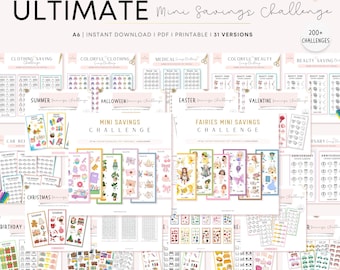 200+ A6 Mini Savings Challenge PRINTABLE: Ultimate Bundle Low Income Budget Tracker PDF
