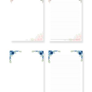 FILLABLE Floral Printable Stationery: Lined & Unlined Paper (PDF) - Etsy