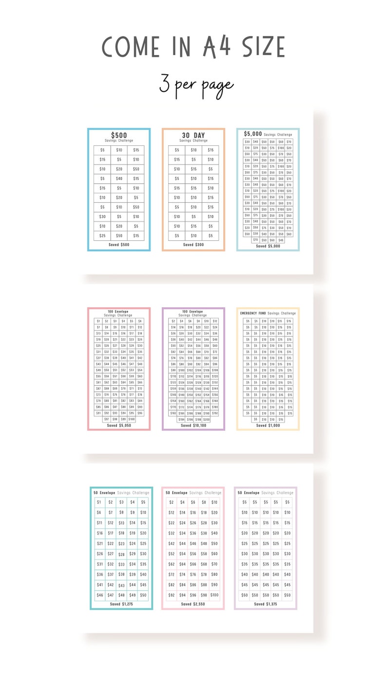 A6 Envelope Mini Saving Challenge Bundle
