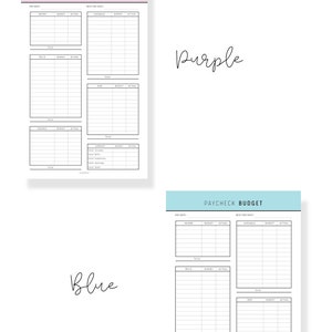 Paycheck Budget, Budget by Paycheck, Paycheck Template, Weekly Budget, Paycheck Planner, Paycheck Tracker, Bi Weekly Budget, 8 Colors, PDF