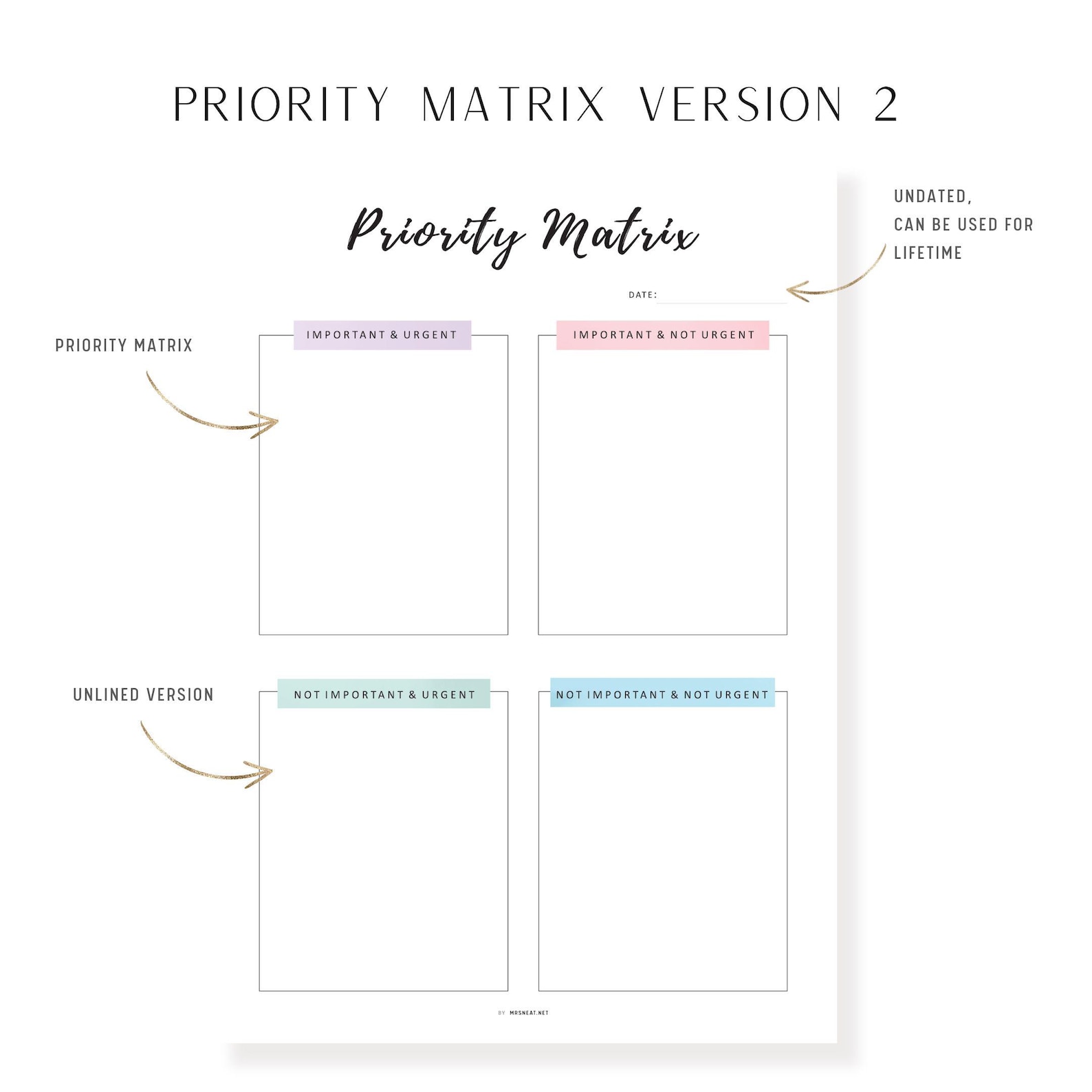 Priority Matrix PDF, Priority Planner, Priority Planner, Printable ...