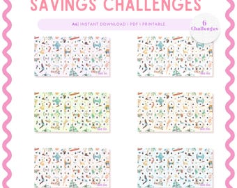 Summer Holiday A6 Mini Savings Challenge Printable, Cash Stuffing, PDF