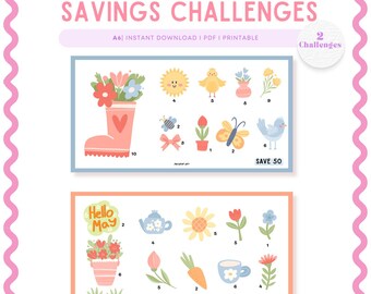 PRINTABLE Spring Tiny Mini Savings Challenge, A6 Cash Stuffing, Digital Download
