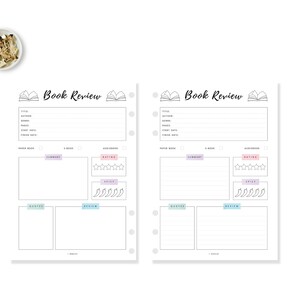 Book Review Template PRINTABLE, Book Review Journal, Book Review Page, Reading Journal Page, 4 Versions, A4, A5, Letter, Half Letter, PDF