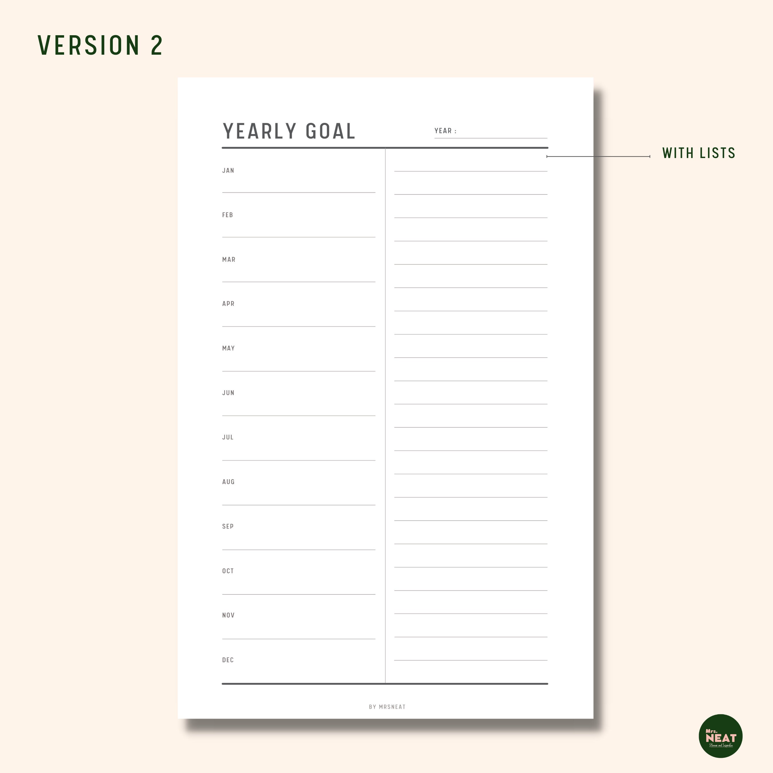 Personal Goal Planner, Yearly Goal Planner Printable, New Year Goal ...