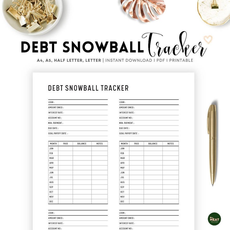 Debt Snowball Tracker Printable, Snowball Debt Repayment Printable ...