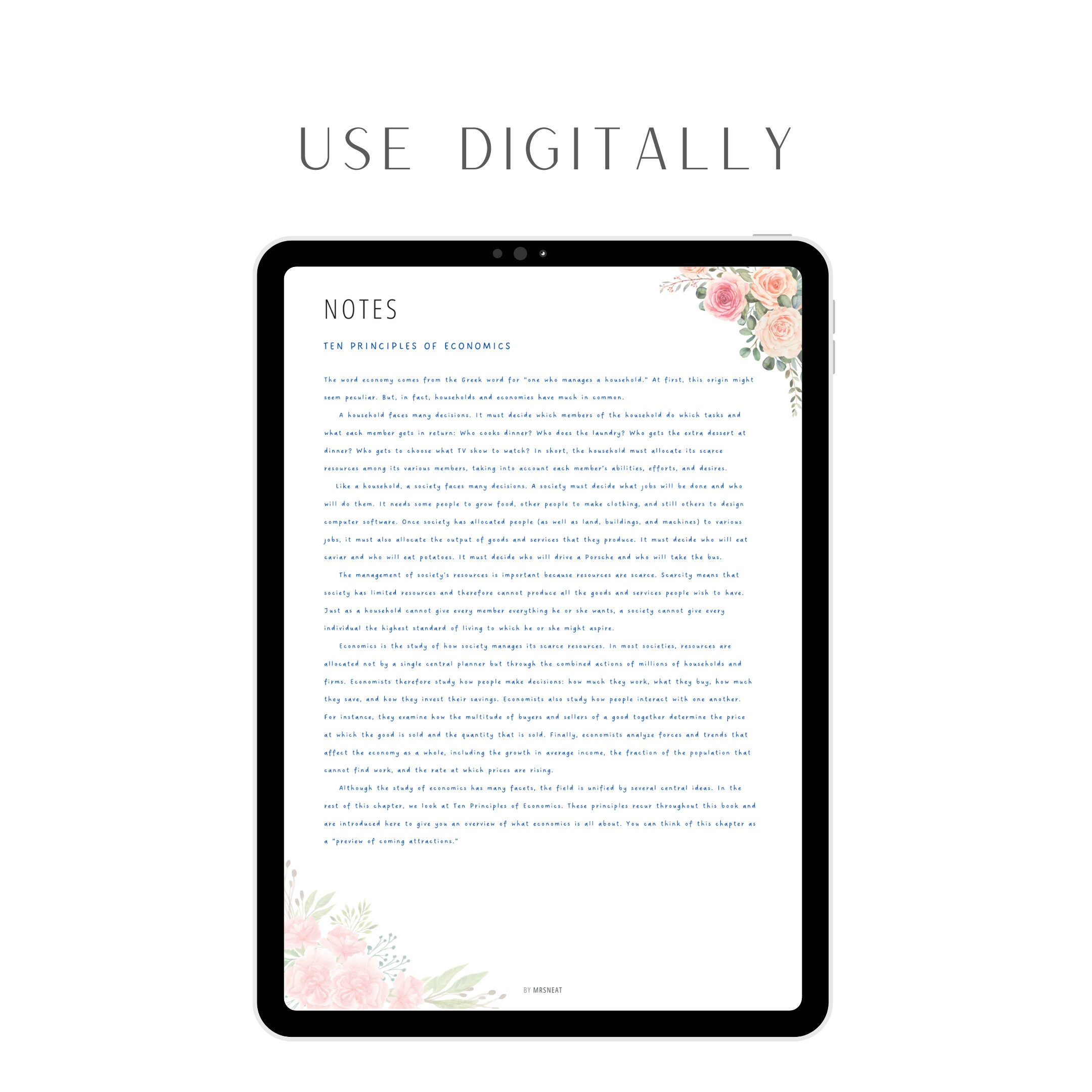 Floral Notes Page Printable, Notes Page Template, Writing Paper, A4, A5 ...