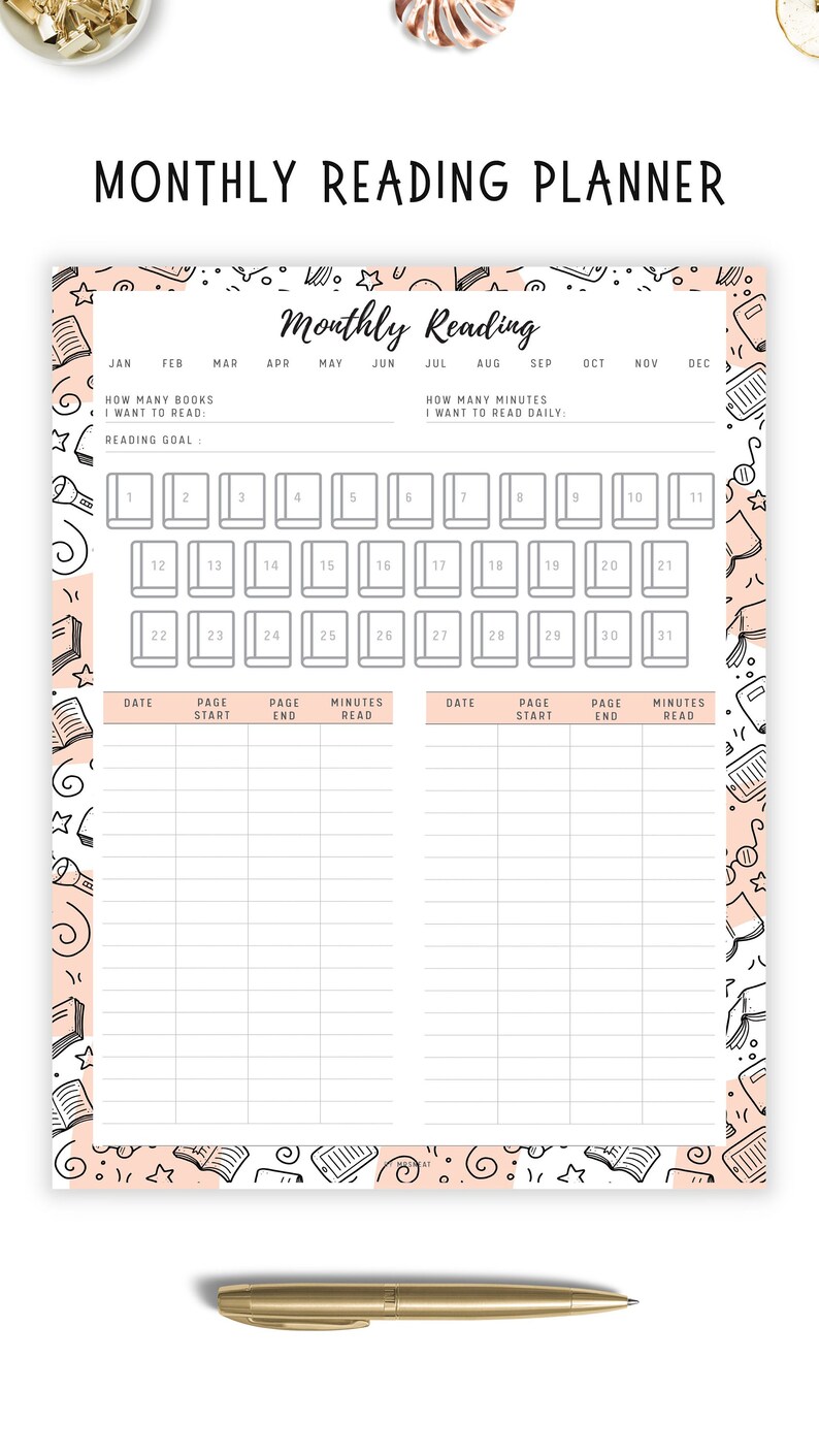 Monthly Reading Tracker: PRINTABLE Book Journal (A4, A5, Letter, Half ...