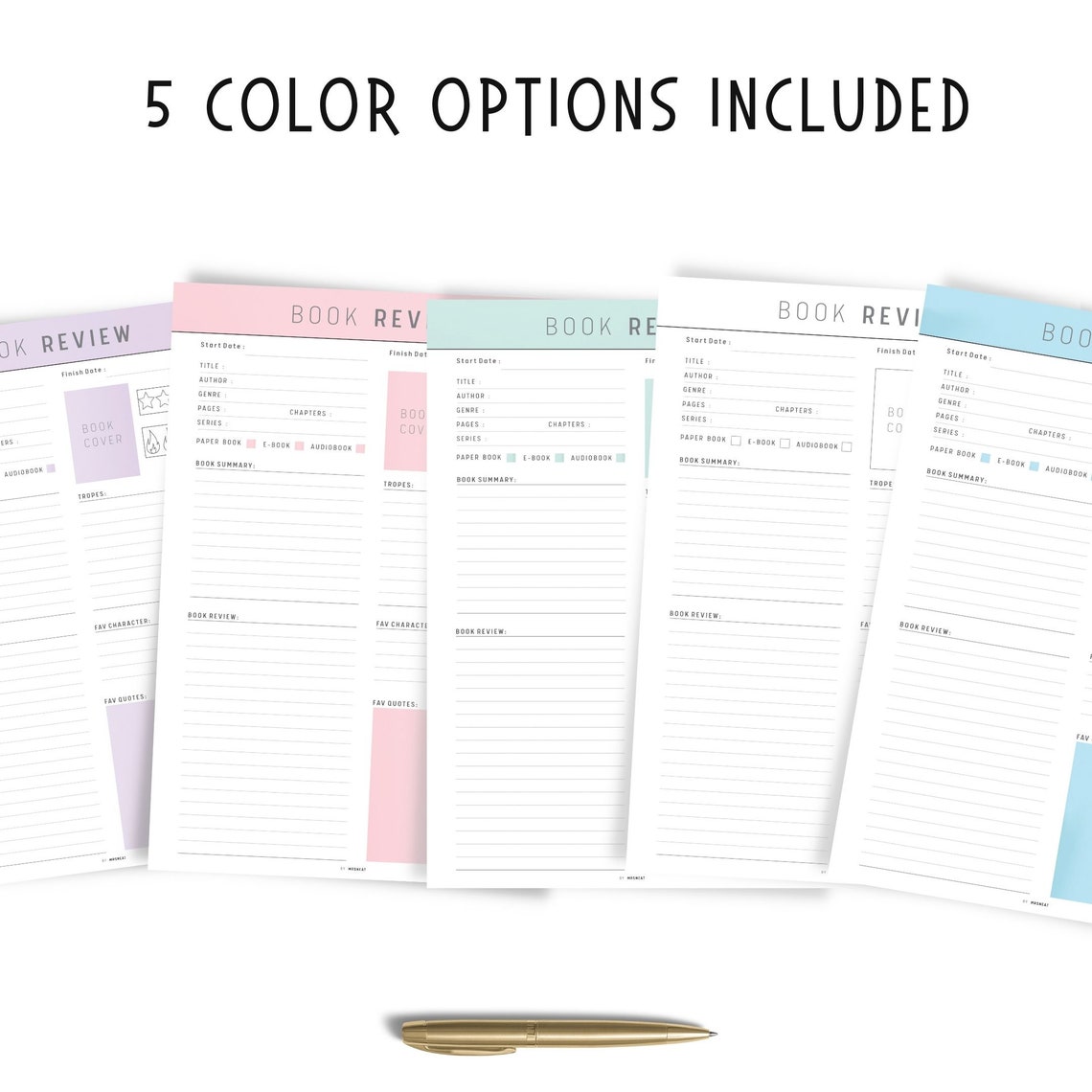 FILLABLE Book Review Template: PRINTABLE Journal Page (PDF) - Etsy