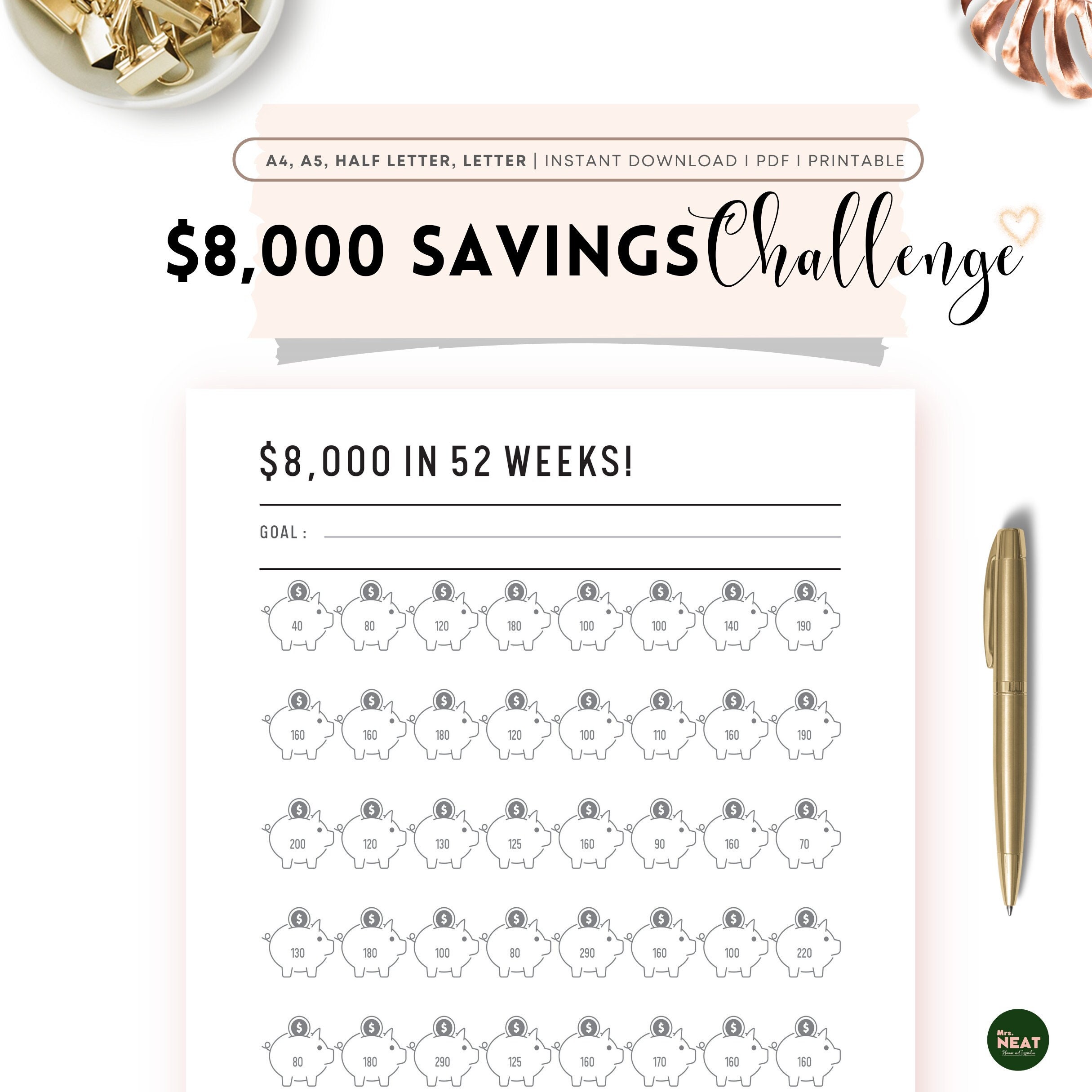 100Days Saving Challengeリフィル ハートクマデザイン 100Days Saving Challengeリフィル ハートクマデザイン 100Days