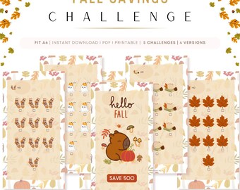 Fall Savings Challenge A6 PRINTABLE, Cash Stuffing Inserts, Budget Binder Tracker