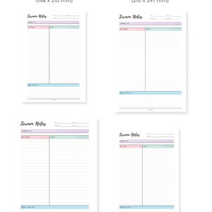 Colorful Sermon Notes Journal Printable Insert