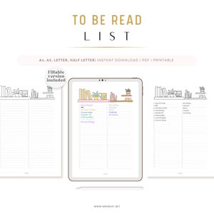 Lista de lectura rellenable para imprimir, diario de lista TBR, página de diario de libros, rastreador de libros, rastreador de lectura, diario de lectura, A4/A5/Carta/HL