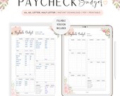 Floral Paycheck Budget Template PRINTABLE : FILLABLE Monthly Planner (PDF)