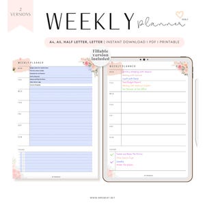 Ausfüllbarer Wochenplaner Printable, Wöchentliche To Do Liste, Wochenplaner, Wochenplaner, Woche auf einen Blick, Wöchentliche Notizen, A4/A5/Letter/HL