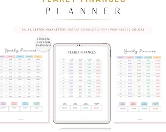 Fillable Yearly Finance Tracker: Money Management Planner (PDF)