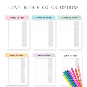 Games to Play List Template Printable, Best Games List, Games Review ...