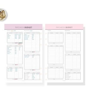 Paycheck Budget, Budget by Paycheck, Paycheck Template, Weekly Budget, Paycheck Planner, Paycheck Tracker, Bi Weekly Budget, 8 Colors, PDF