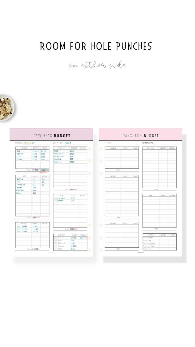 Paycheck Budget, Budget by Paycheck, Paycheck Template, Weekly Budget, Paycheck Planner, Paycheck Tracker, Bi Weekly Budget, 8 Colors, PDF