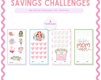 Mother Day Fund Savings Challenge PRINTABLE, A6 Cash Stuffing, Digital Download