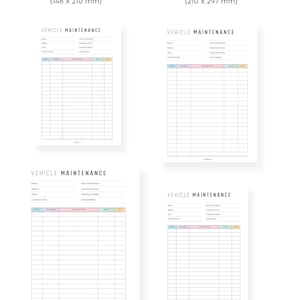 Colorful Vehicle Maintenance Printable, Vehicle Maintenance Log, PDF ...