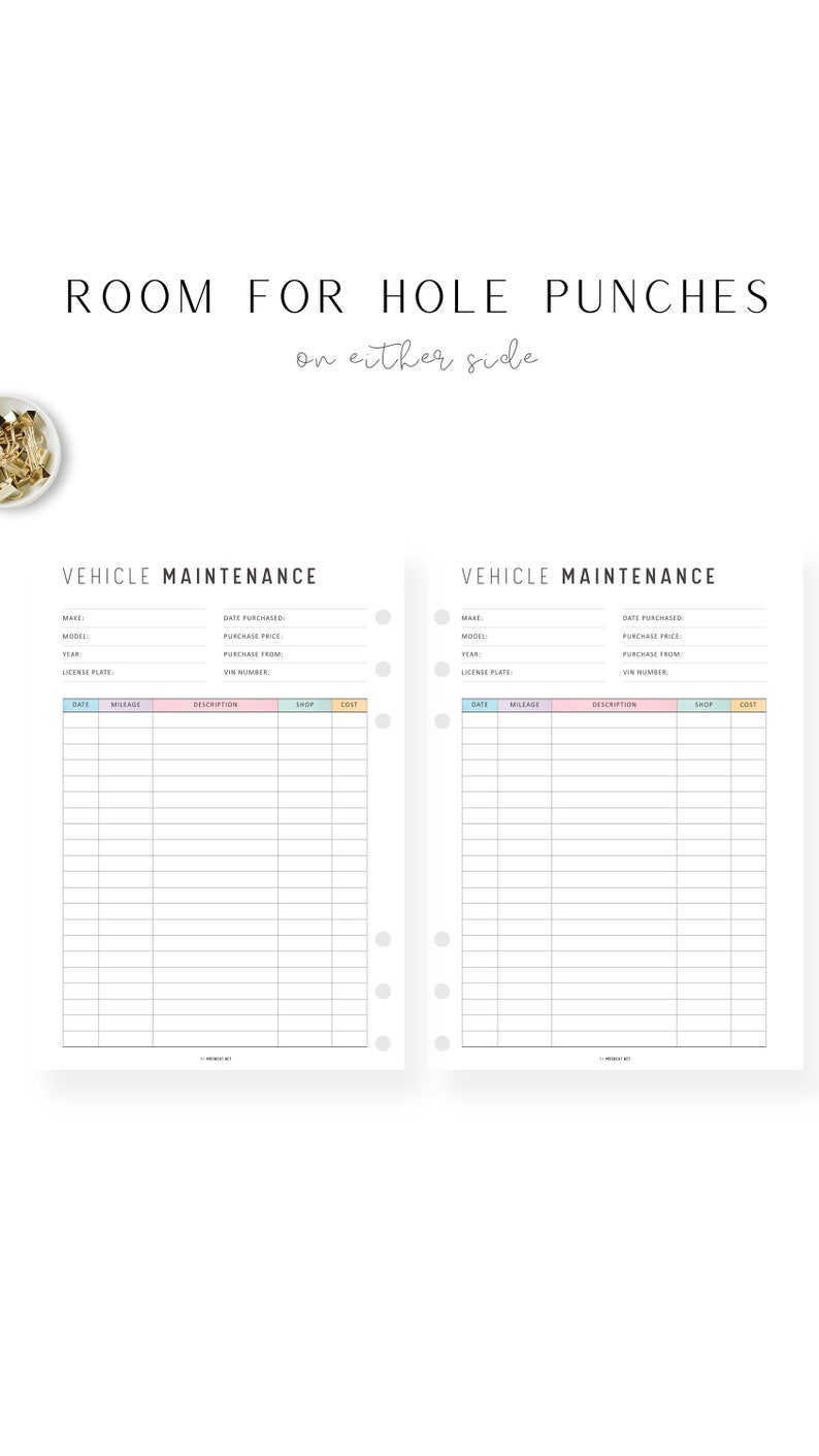 Colorful Vehicle Maintenance Printable, Vehicle Maintenance Log, PDF ...