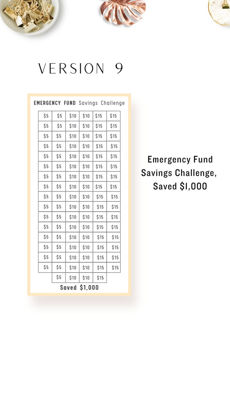Emergency Fund Mini Saving Challenge Printable