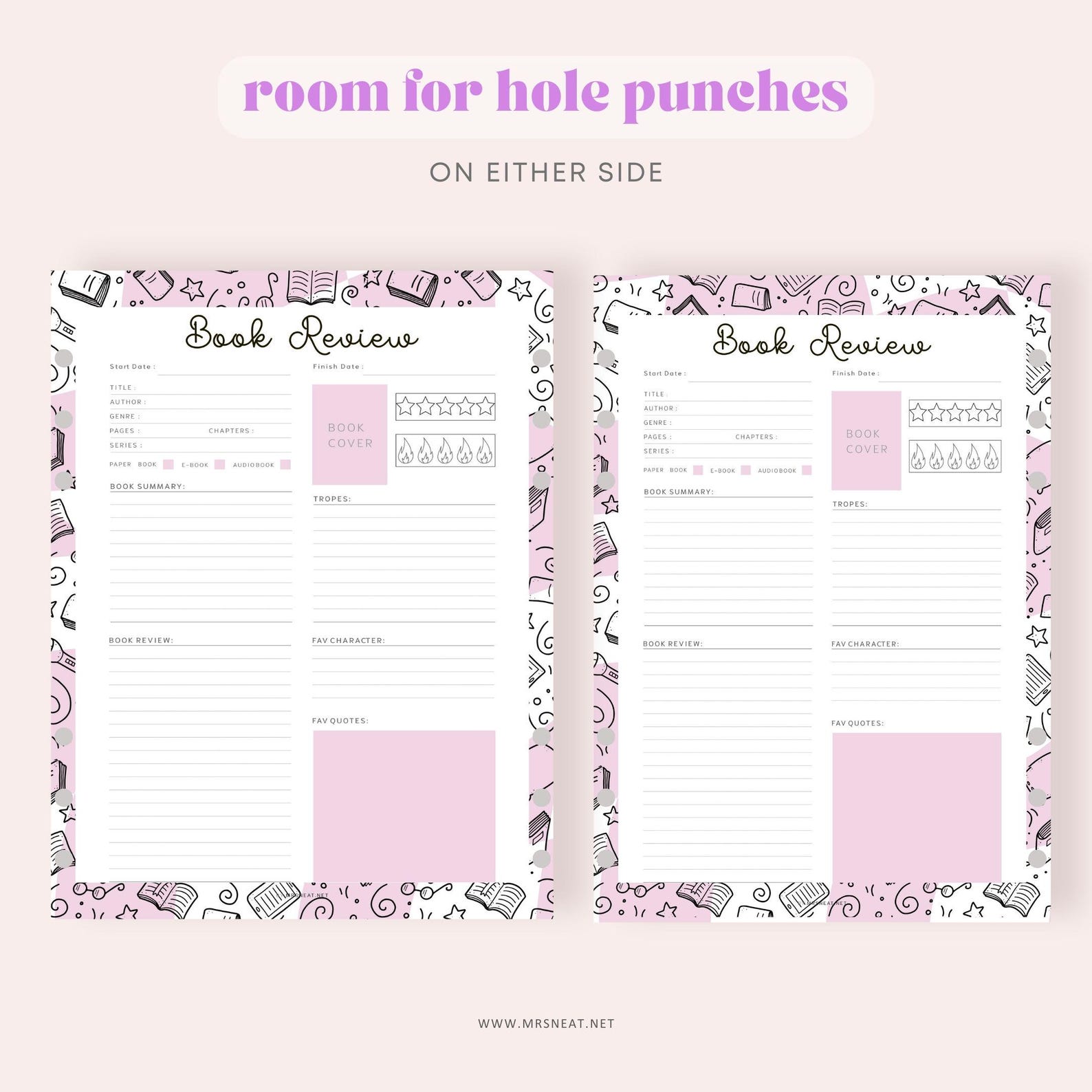 FILLABLE Book Review Template PRINTABLE PDF: Reading Journal (A4, A5 ...