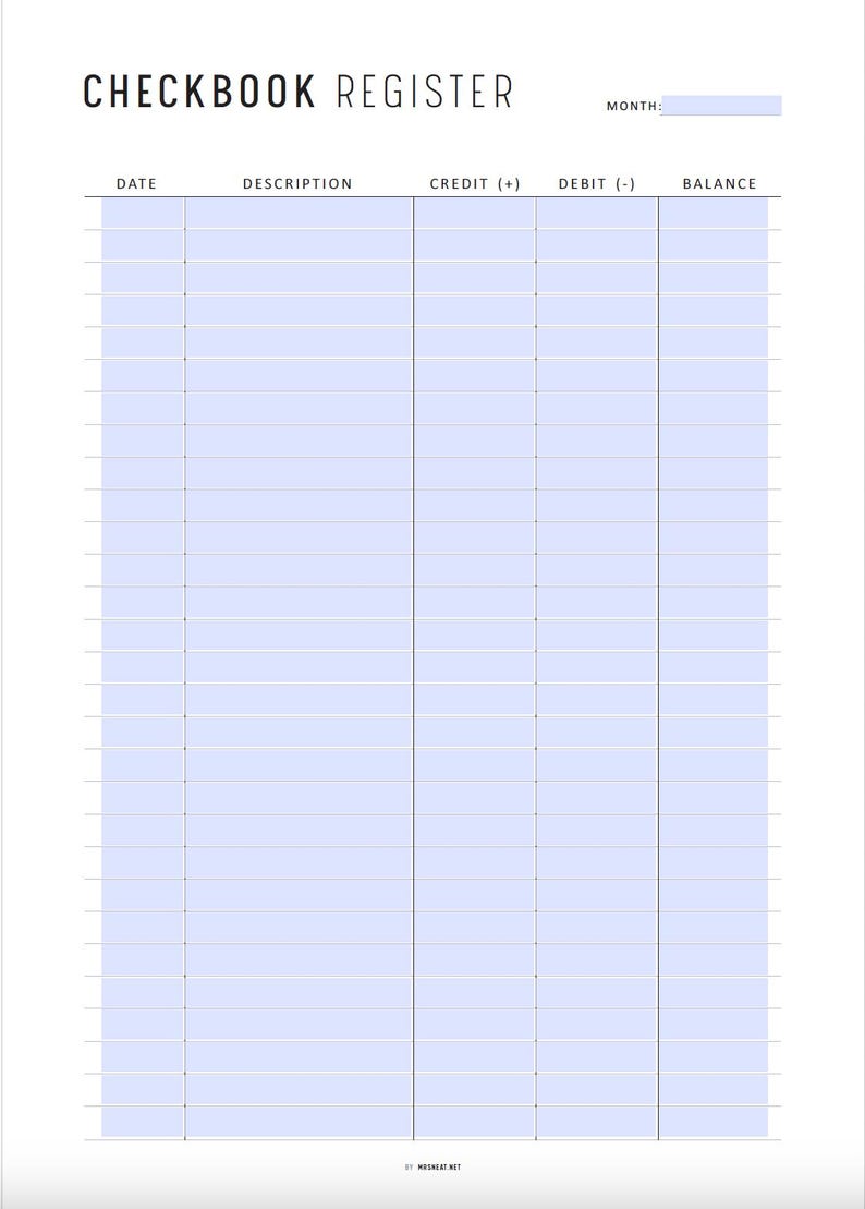 Checkbook Transactions Checkbook Register PRINTABLE : Transaction Tracker, A4 A5 Letter Sizes ...