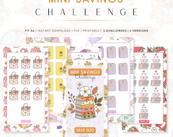 PRINTABLE Mini Savings Challenges: A6 Planner Inserts (PDF)
