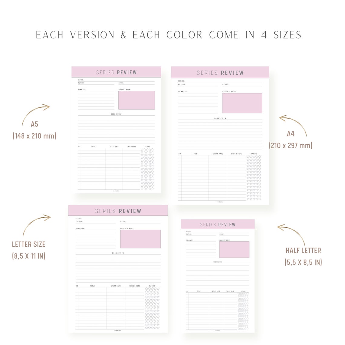 FILLABLE Book Series Review Template: Printable (PDF) - Etsy