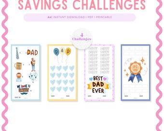 Fathers Day Fund Savings Challenge PRINTABLE, A6 Cash Stuffing, Digital Download