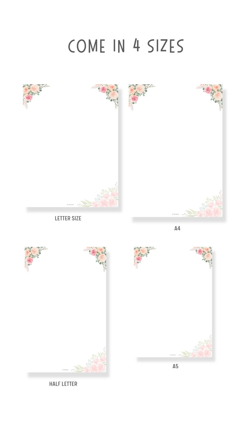FILLABLE Floral Printable Stationery: Lined & Unlined Paper (PDF) - Etsy