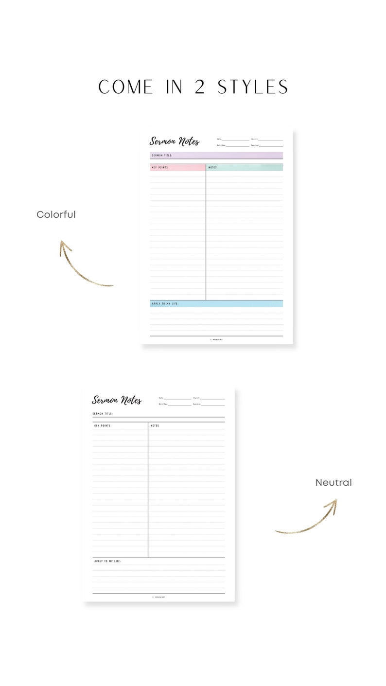 Colorful and Clean Minimalist Sermon Notes Template