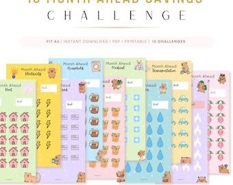 10 Month Ahead Savings Challenge PRINTABLE, Money Tracker, A6, Cash Stuffing, Budget Tracker, PDF
