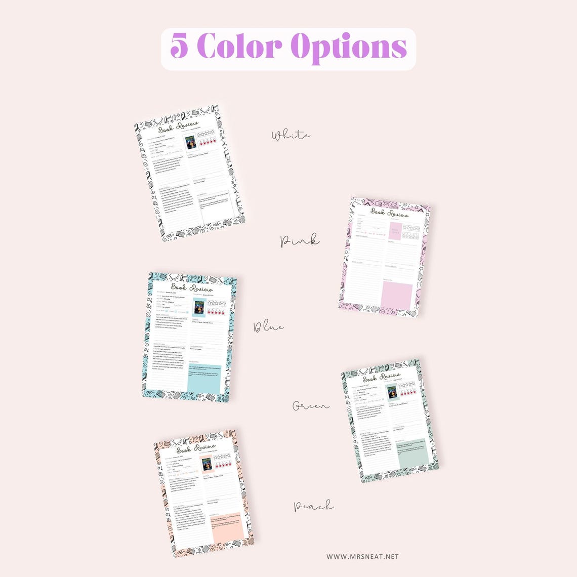 FILLABLE Book Review Template PRINTABLE PDF: Reading Journal (A4, A5 ...
