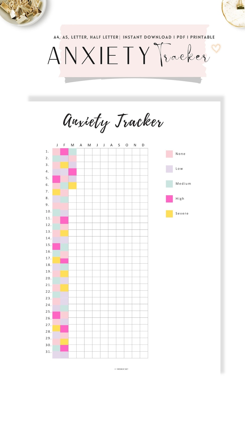 Anxiety Tracker Printable, Anxiety Journal, Hack Your Anxiety, Anxiety ...