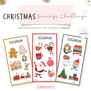 A6 Christmas Savings Challenge Printable: 3 Versions (PDF)