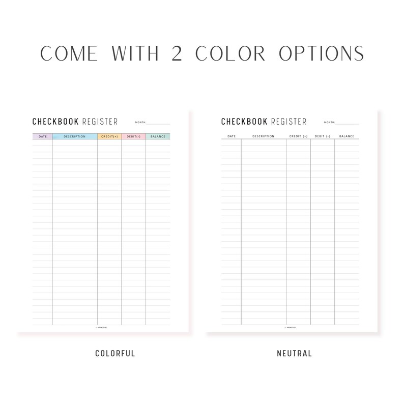 Checkbook Register Printable, Check Transaction Tracker, Checkbook Log ...