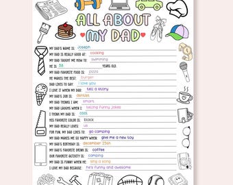 Father's Day Printable Questionnaire: All About My Dad Coloring Page (PDF Download)