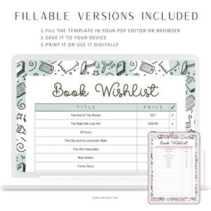 Reading Wish List Printable, Book Wishlist Template, Reading Log ...