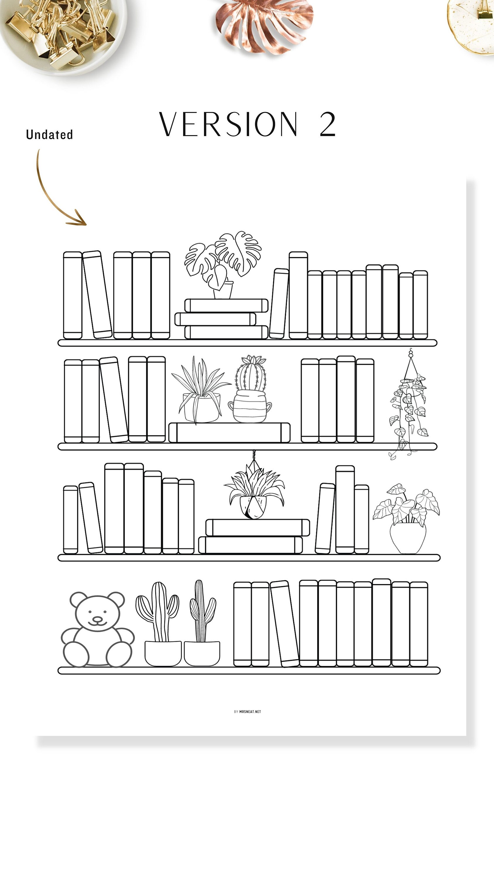 Bookshelf Reading Tracker Printable, 2024 Books Read, 50 Books Read