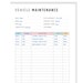Colorful Vehicle Maintenance Printable, Vehicle Maintenance Log, PDF ...