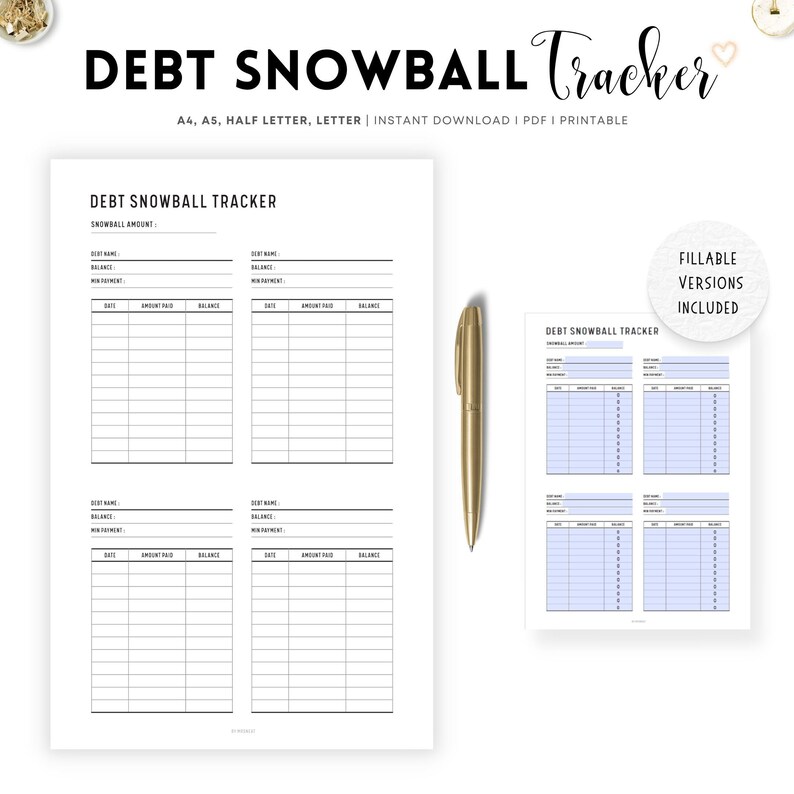Debt Snowball Tracker Printable, Snowball Debt Repayment Printable ...